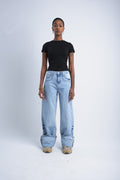 Cuffed Wide-Leg Denim