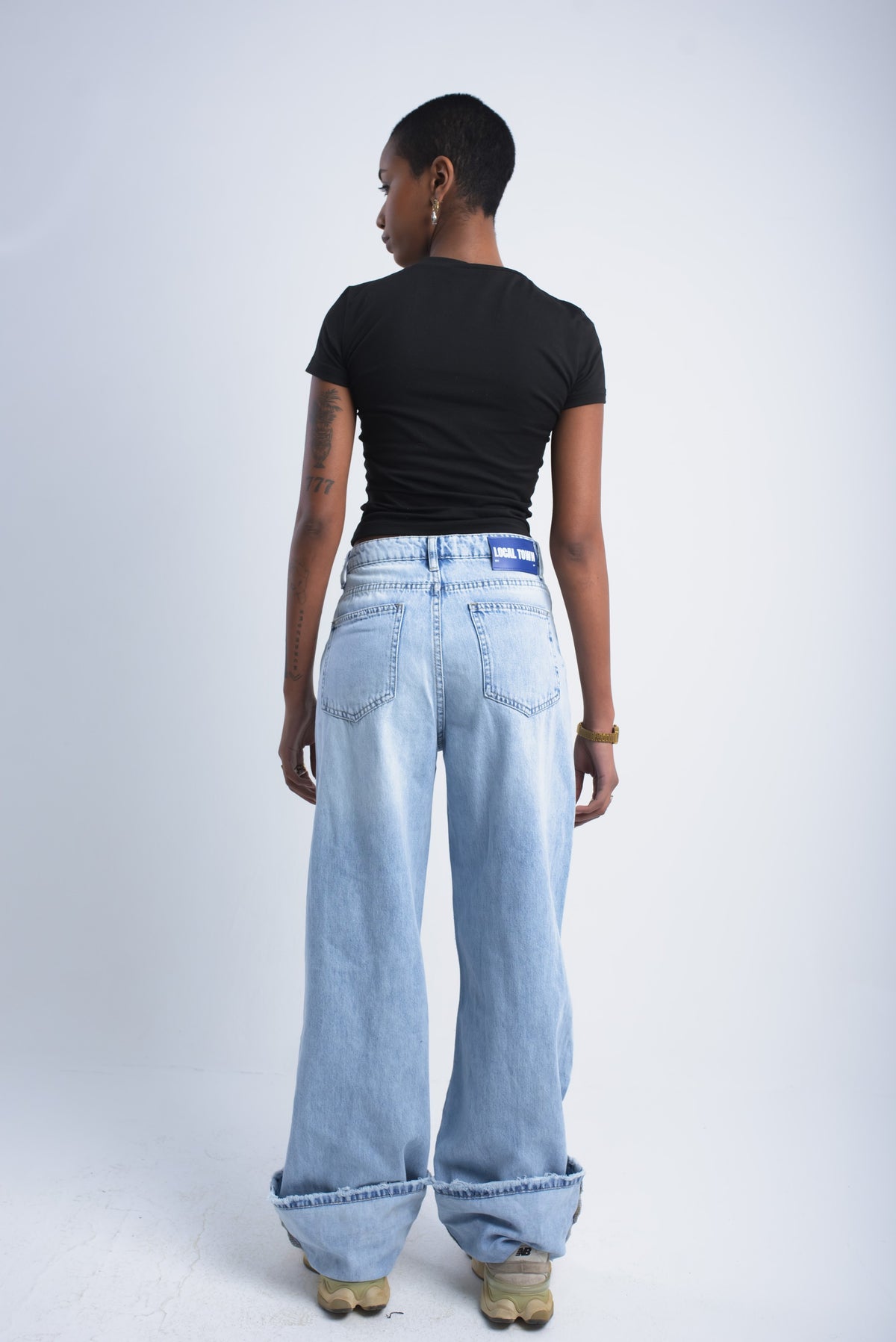 Cuffed Wide-Leg Denim
