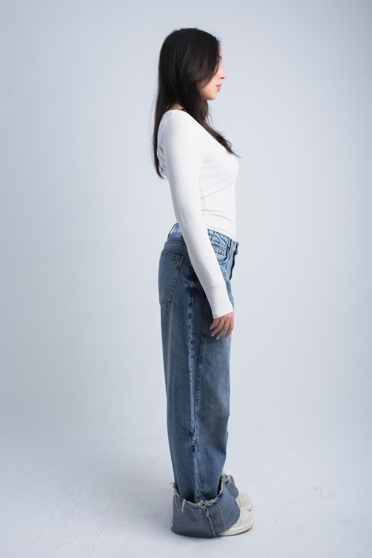 Cuffed Wide-Leg Denim