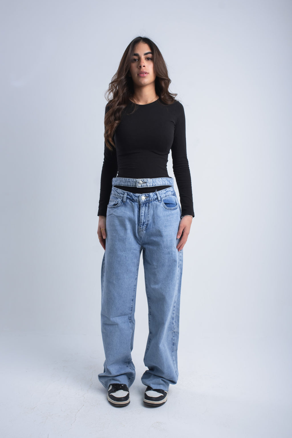 Fold-Over Waist Denim