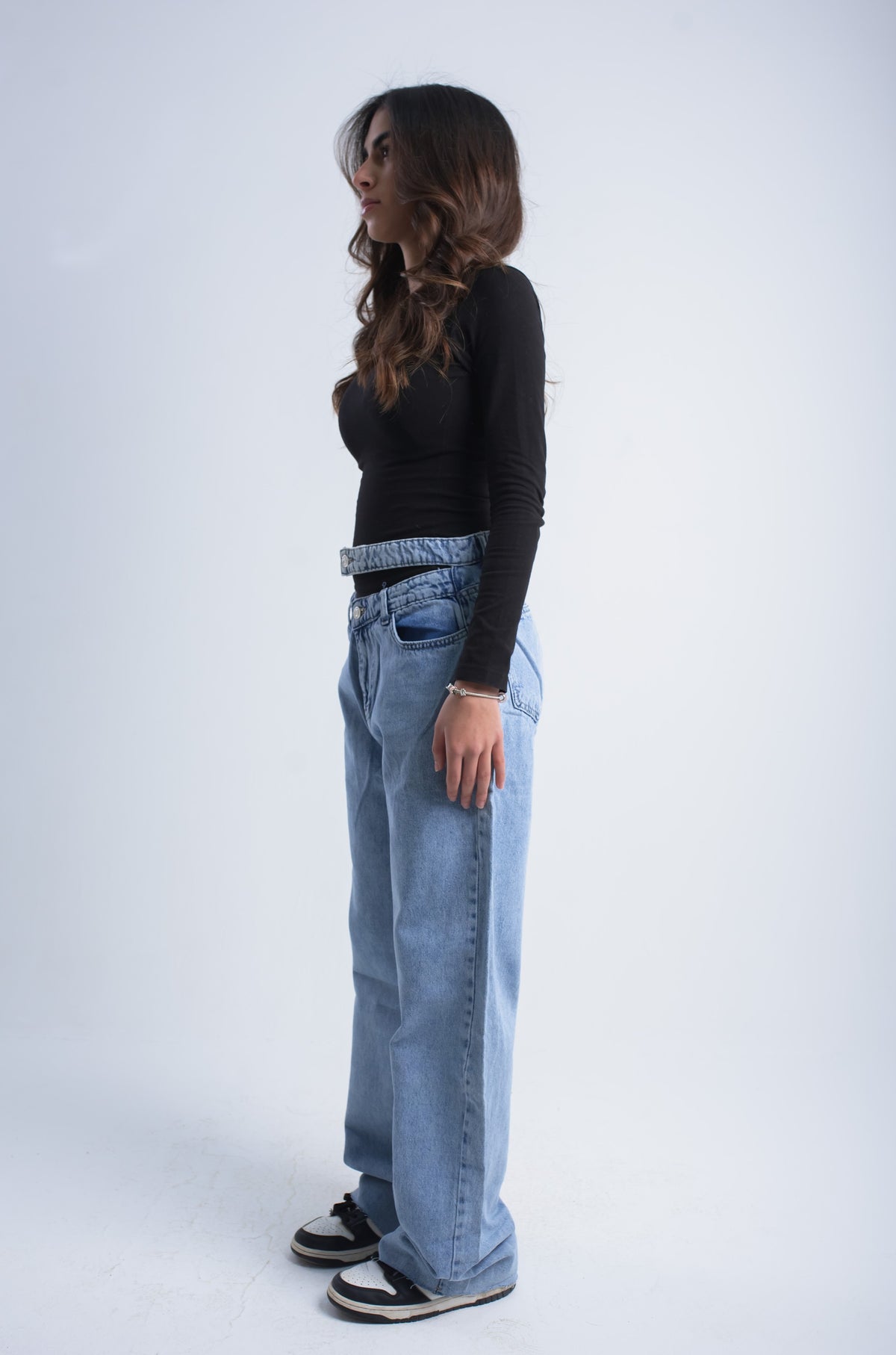 Fold-Over Waist Denim