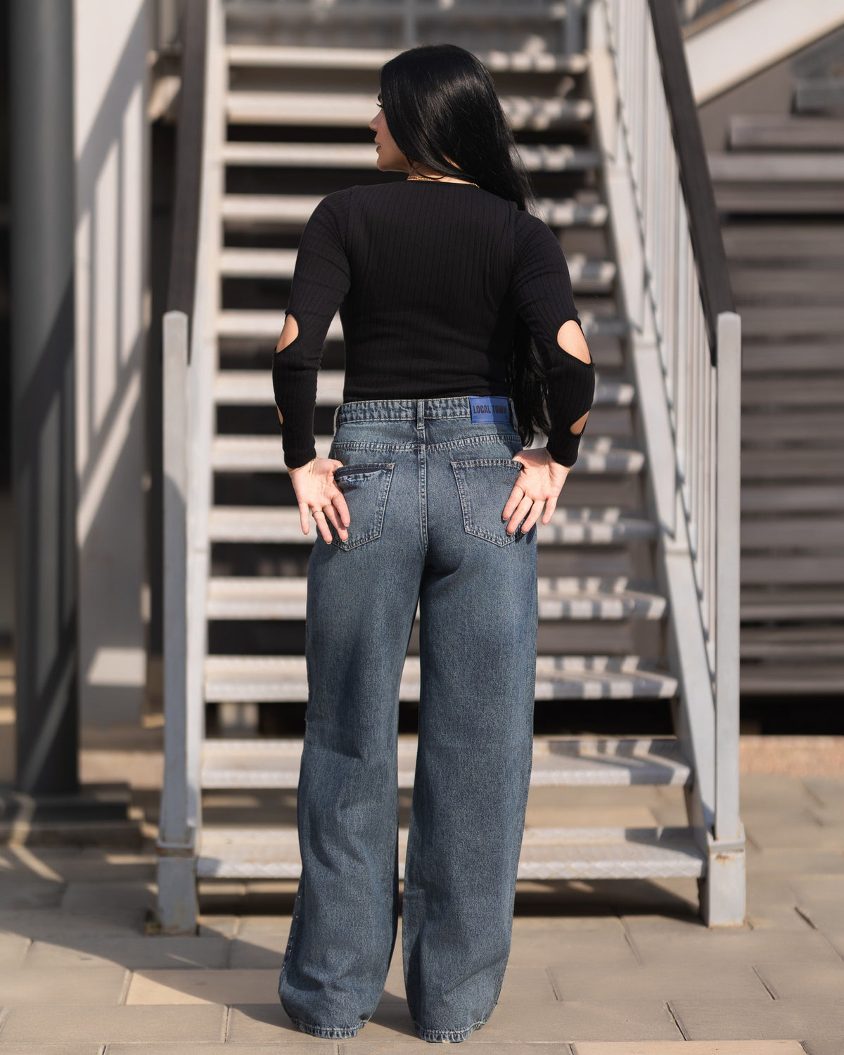 Studded Wide-Leg Denim