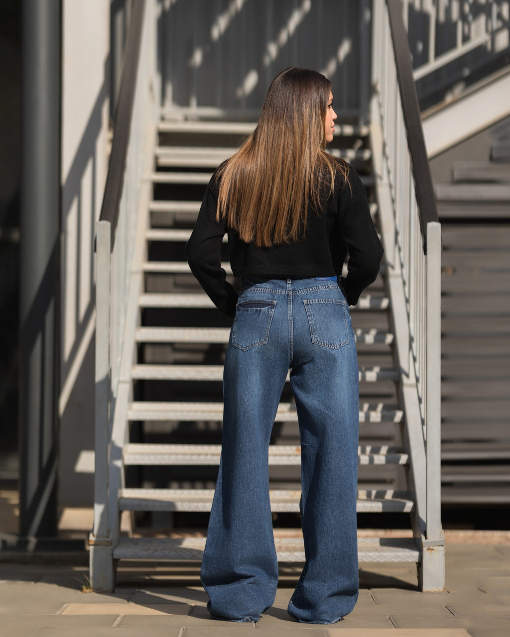 Studded Wide-Leg Denim